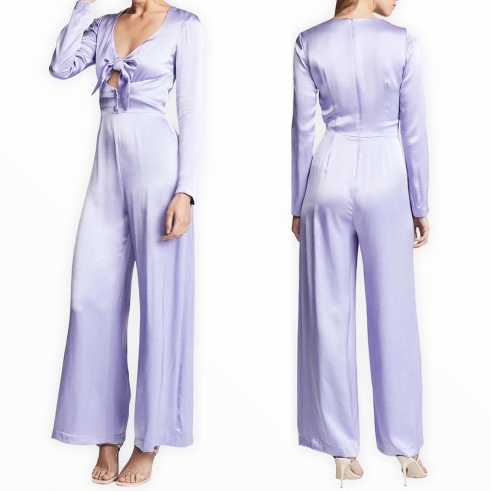 STAUD Mel Jumpsuit in Lilac/Lavander Satin, size XS